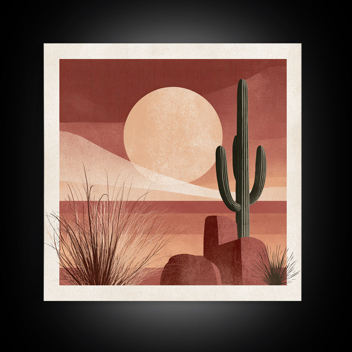 Minimal Beige Sun Canvas Print, Desert Art, Landscape Art, Southwestern Decor, Fine Art, Desert, Art Print, Textured Painting, DES-1x1-22