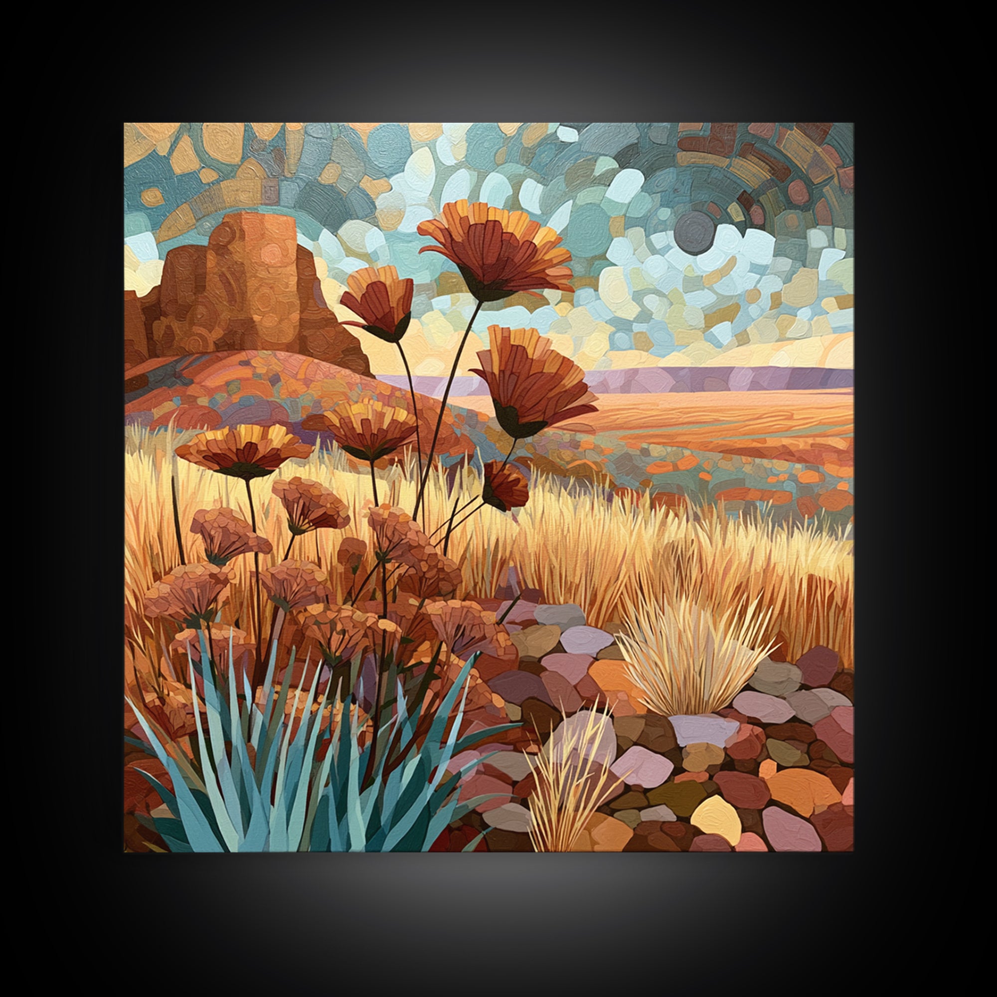 Desert Wildflowers After Spring Rain Framed Canvas Print, Desert Art, Wall Art Prints, Southwestern Decor, Fine Art, Desert, DES-1x1-28