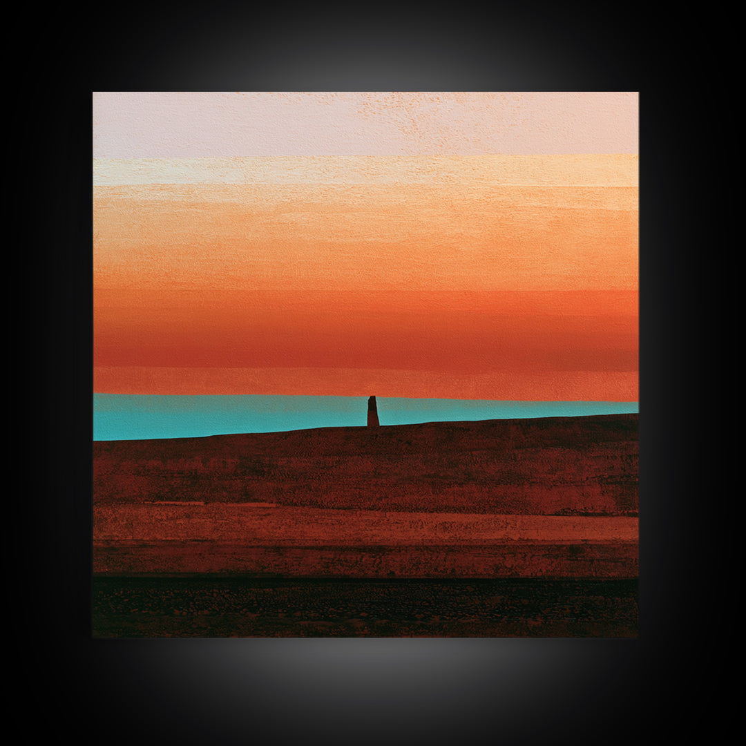 Abstract Heatwave Horizon Framed Canvas Print, Desert Art, Contemporary Art, Southwestern Decor, Fine Art, Desert, Original Art, DES-1x1-37