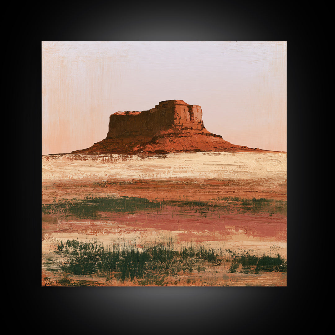 Abstract Mesa Landscape Framed Canvas Print, Desert Art, Gallery Decor, Southwestern Decor, Fine Art, Desert, Home Decor, DES-1x1-51