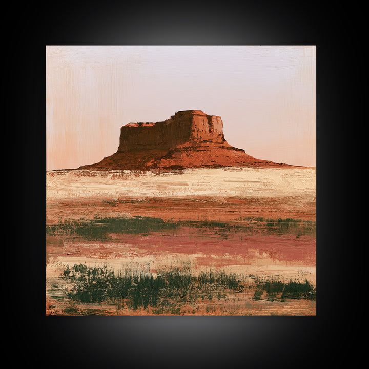 Abstract Mesa Landscape Framed Canvas Print, Desert Art, Gallery Decor, Southwestern Decor, Fine Art, Desert, Home Decor, DES-1x1-51