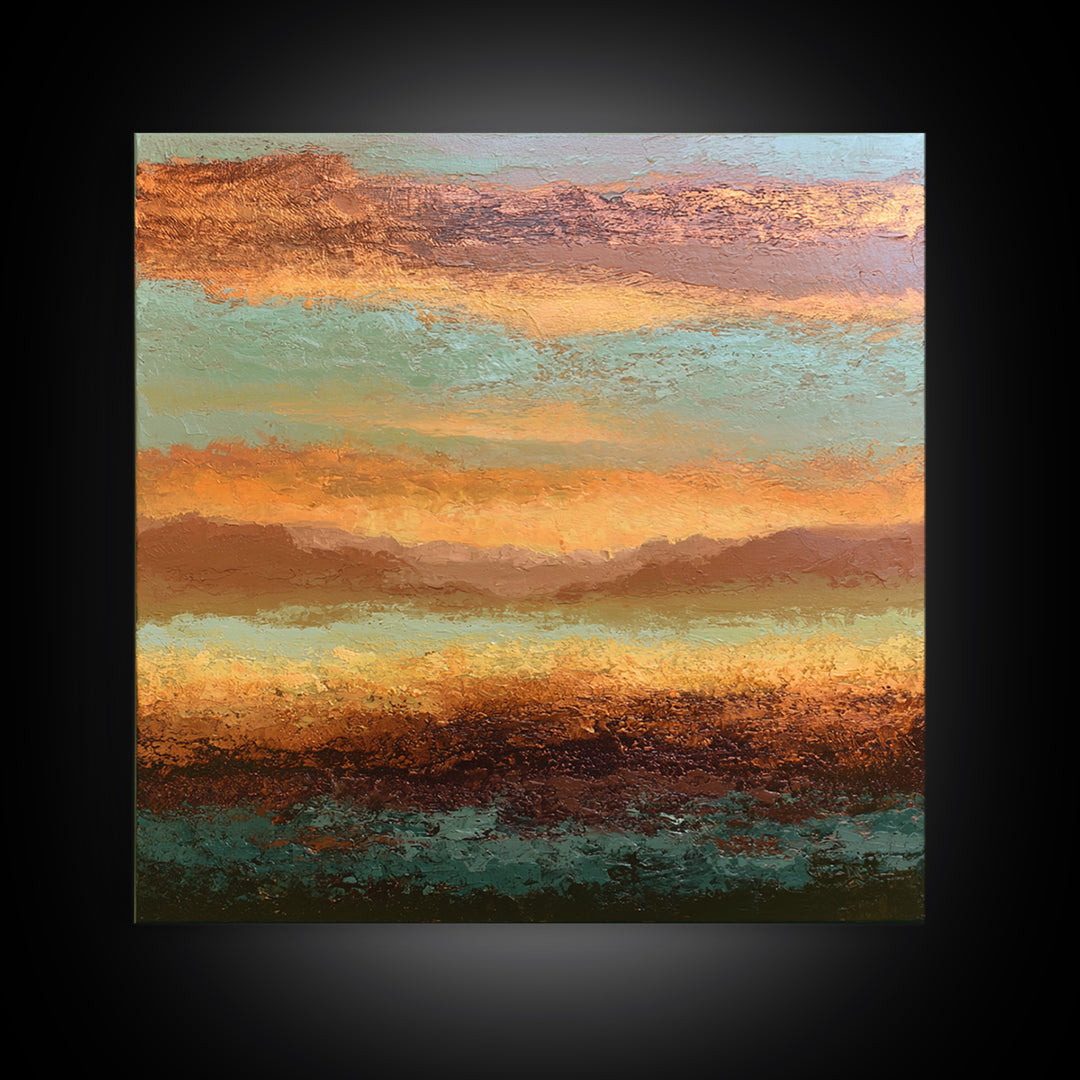 Abstract Heatwave Horizon Framed Canvas Print, Desert Art, Contemporary Art, Southwestern Decor, Fine Art, Desert, Original Art, DES-1x1-61
