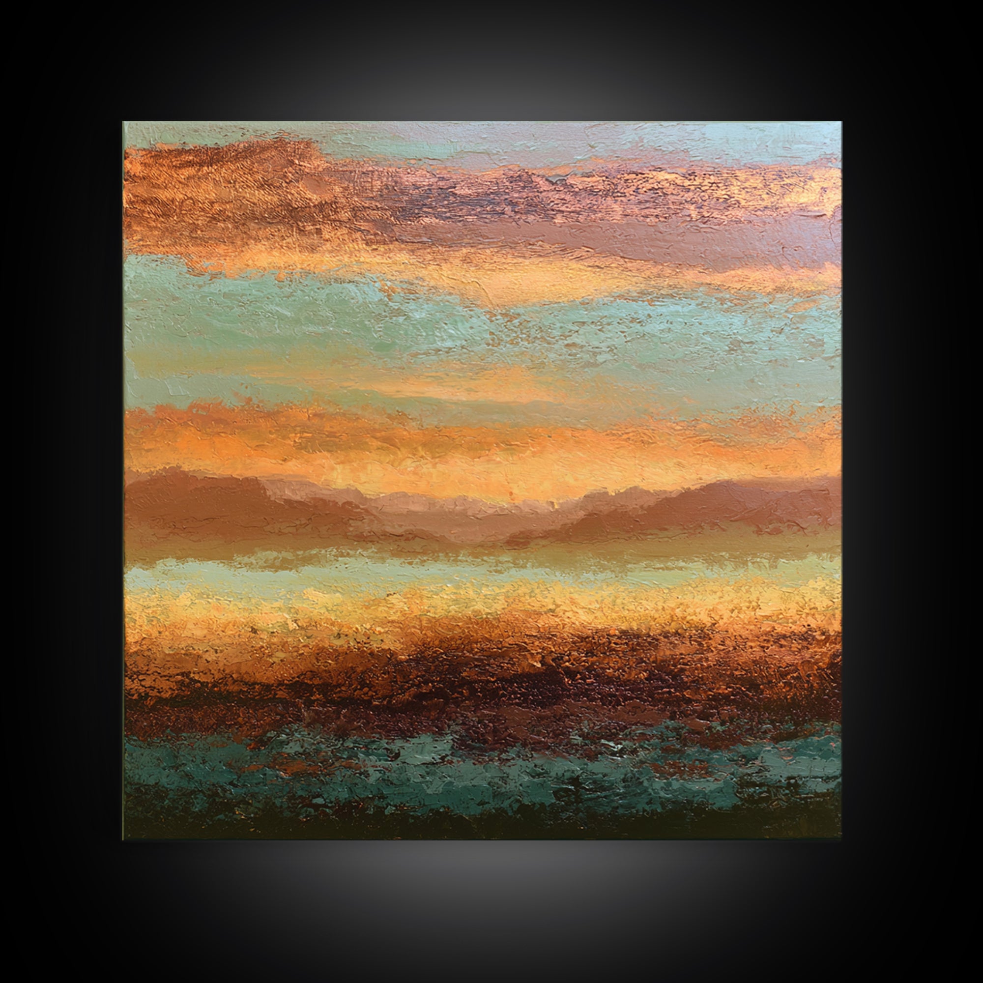 Abstract Heatwave Horizon Framed Canvas Print, Desert Art, Contemporary Art, Southwestern Decor, Fine Art, Desert, Original Art, DES-1x1-61