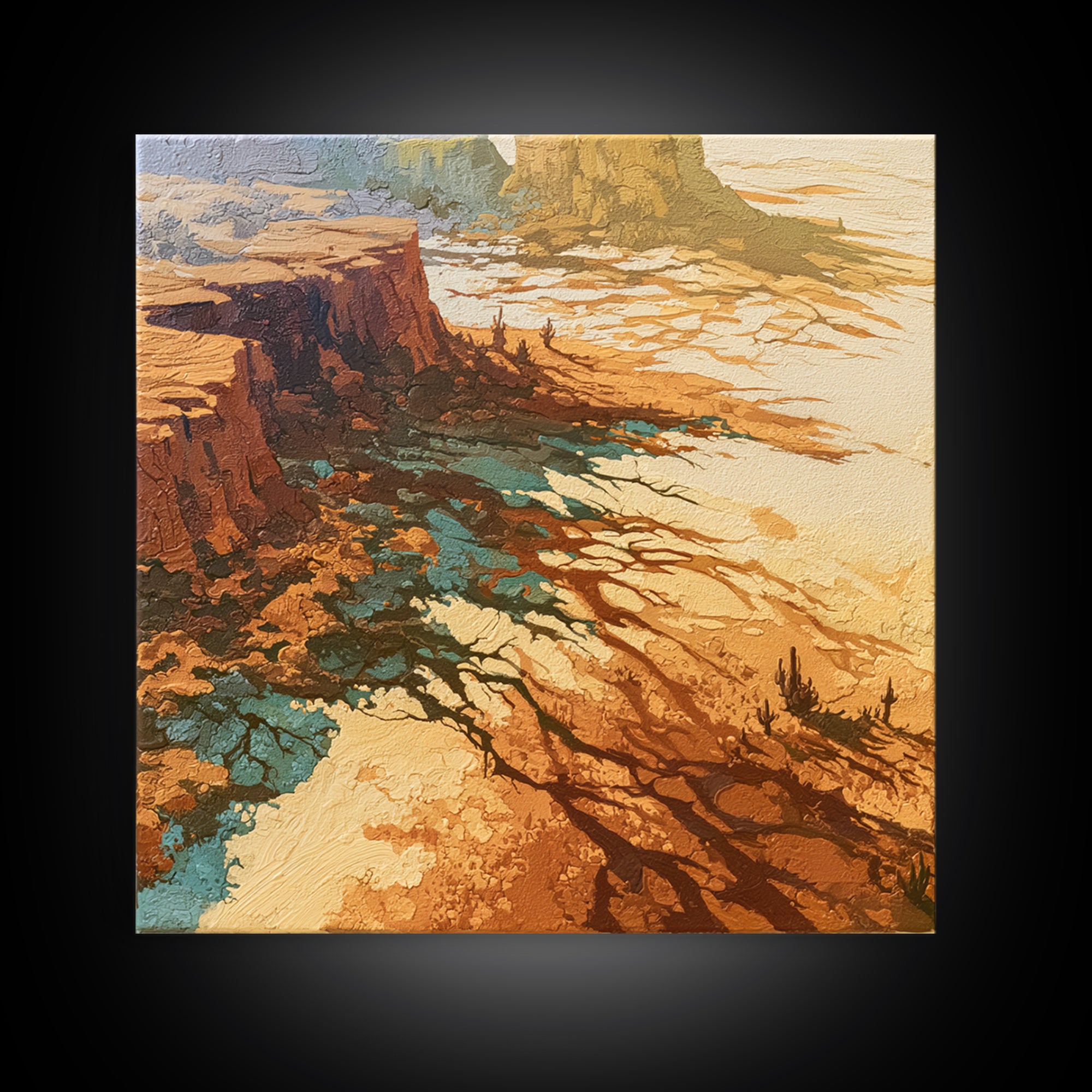 Wind Carved Dune Patterns from Above Framed Canvas Print, Desert Art, Western Wall Art, Southwestern Decor, Oil Painting, DES-1x1-68