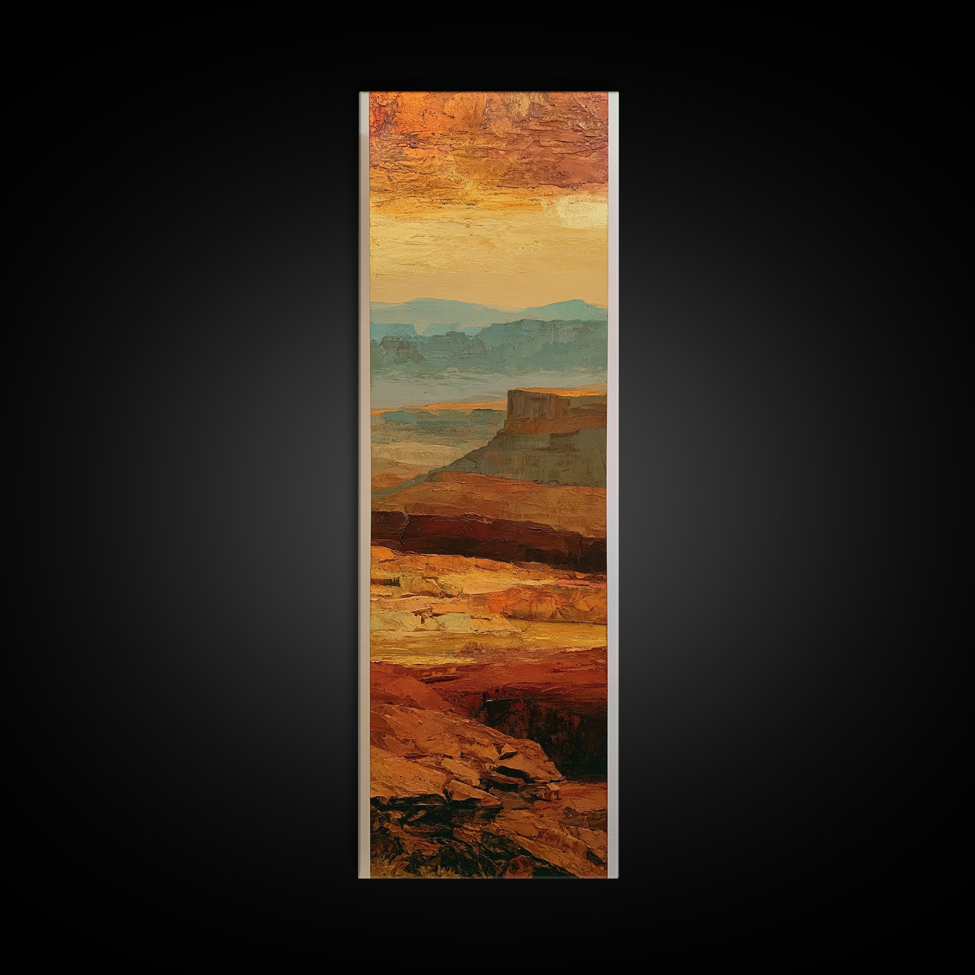 Abstract Mesa Landscape Framed Canvas Print, Desert Art, Western Wall Art, Southwestern Decor, Desert, Statement Artwork, DES-1x3-15