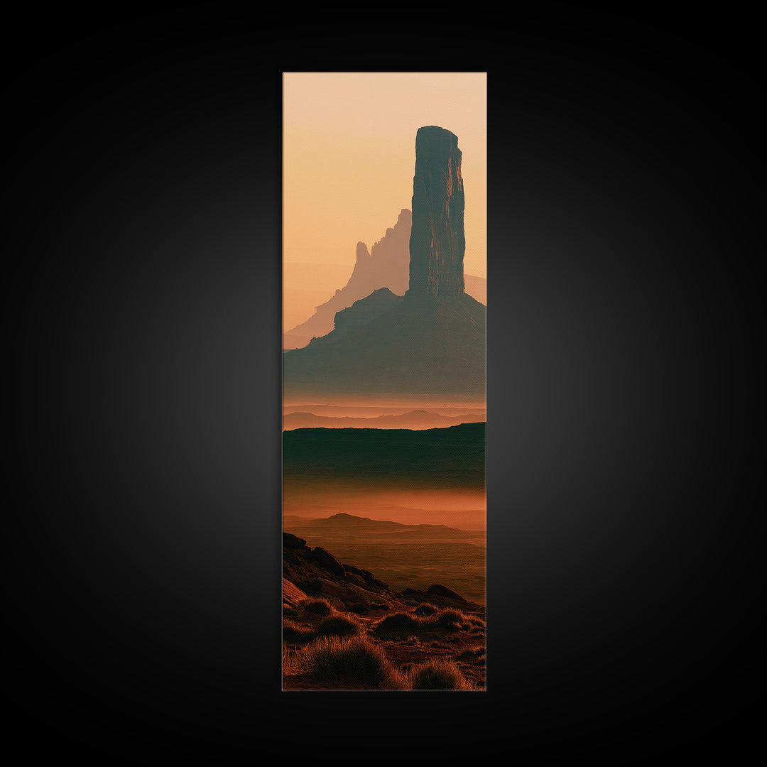 Monument Valley Silhouette Canvas Print, Desert Art, Wall Decor, Southwestern Decor, Fine Art, Desert, Living Room Decor, DES-1x3-21