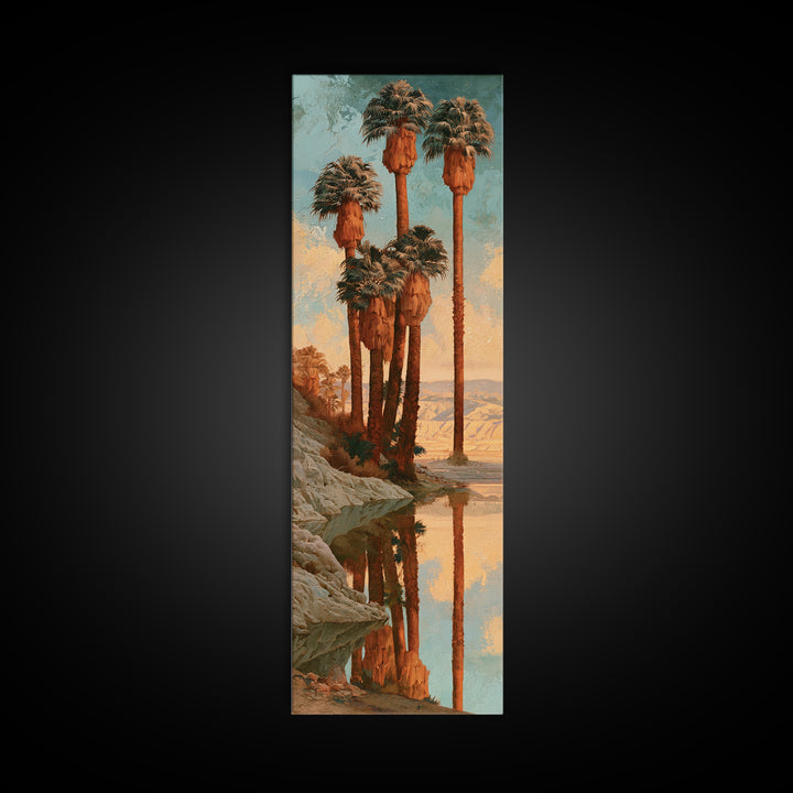 Palm Oasis Reflected Canvas Print, Desert Art, Landscape Art, Southwestern Decor, Fine Art, Desert, Art Print, DES-1x3-27