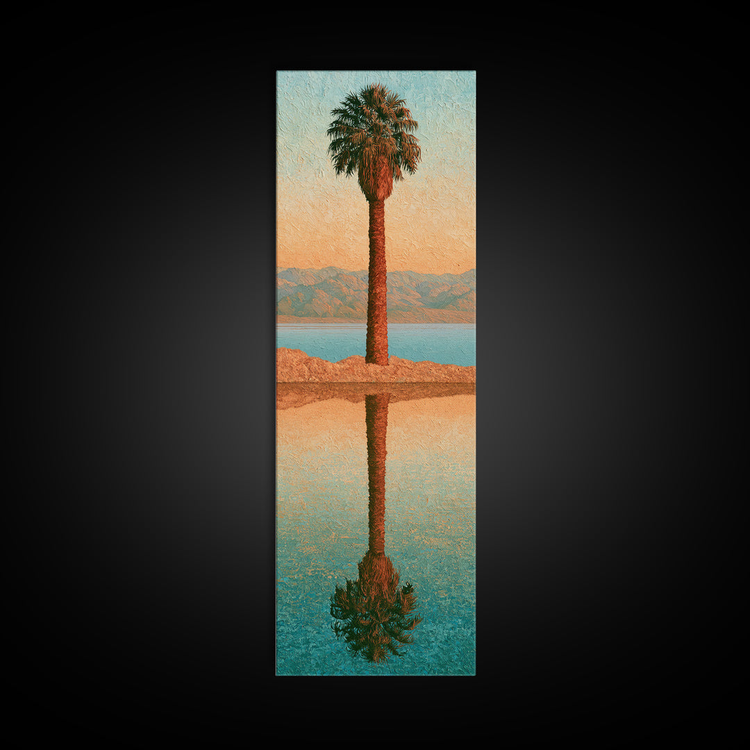 Palm Oasis Reflected Framed Canvas Print, Desert Art, Boho Decor, Southwestern Decor, Fine Art, Desert, Neutral Decor, DES-1x3-3