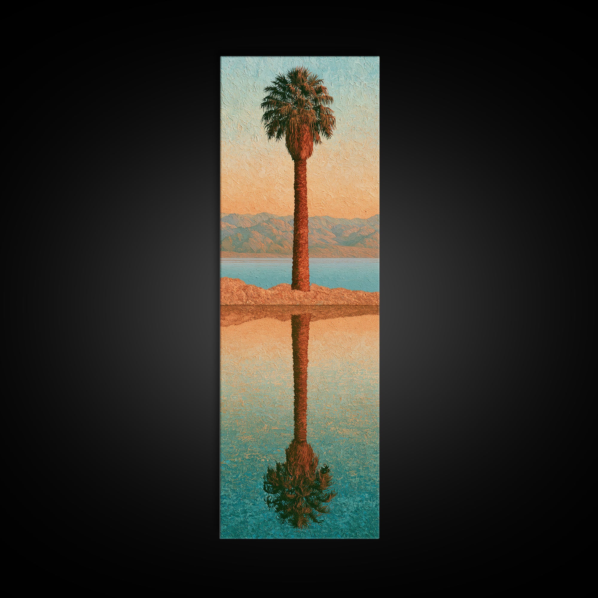 Palm Oasis Reflected Framed Canvas Print, Desert Art, Boho Decor, Southwestern Decor, Fine Art, Desert, Neutral Decor, DES-1x3-3