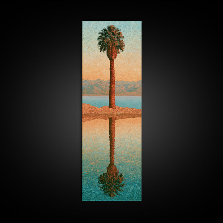 Palm Oasis Reflected Framed Canvas Print, Desert Art, Boho Decor, Southwestern Decor, Fine Art, Desert, Neutral Decor, DES-1x3-3