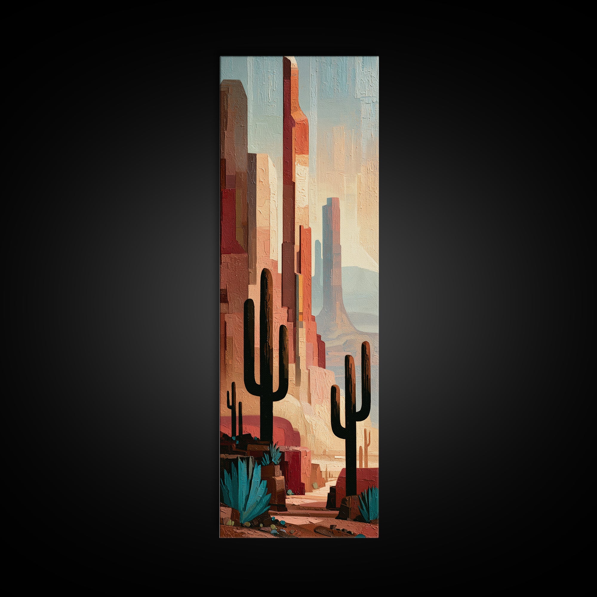Terracotta and Cream Geometric Landscape Framed Canvas Print, Desert Art, Fine Art Print, Southwestern Decor, Fine Art, Desert, DES-1x3-30