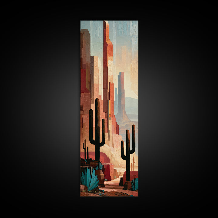Terracotta and Cream Geometric Landscape Framed Canvas Print, Desert Art, Fine Art Print, Southwestern Decor, Fine Art, Desert, DES-1x3-30