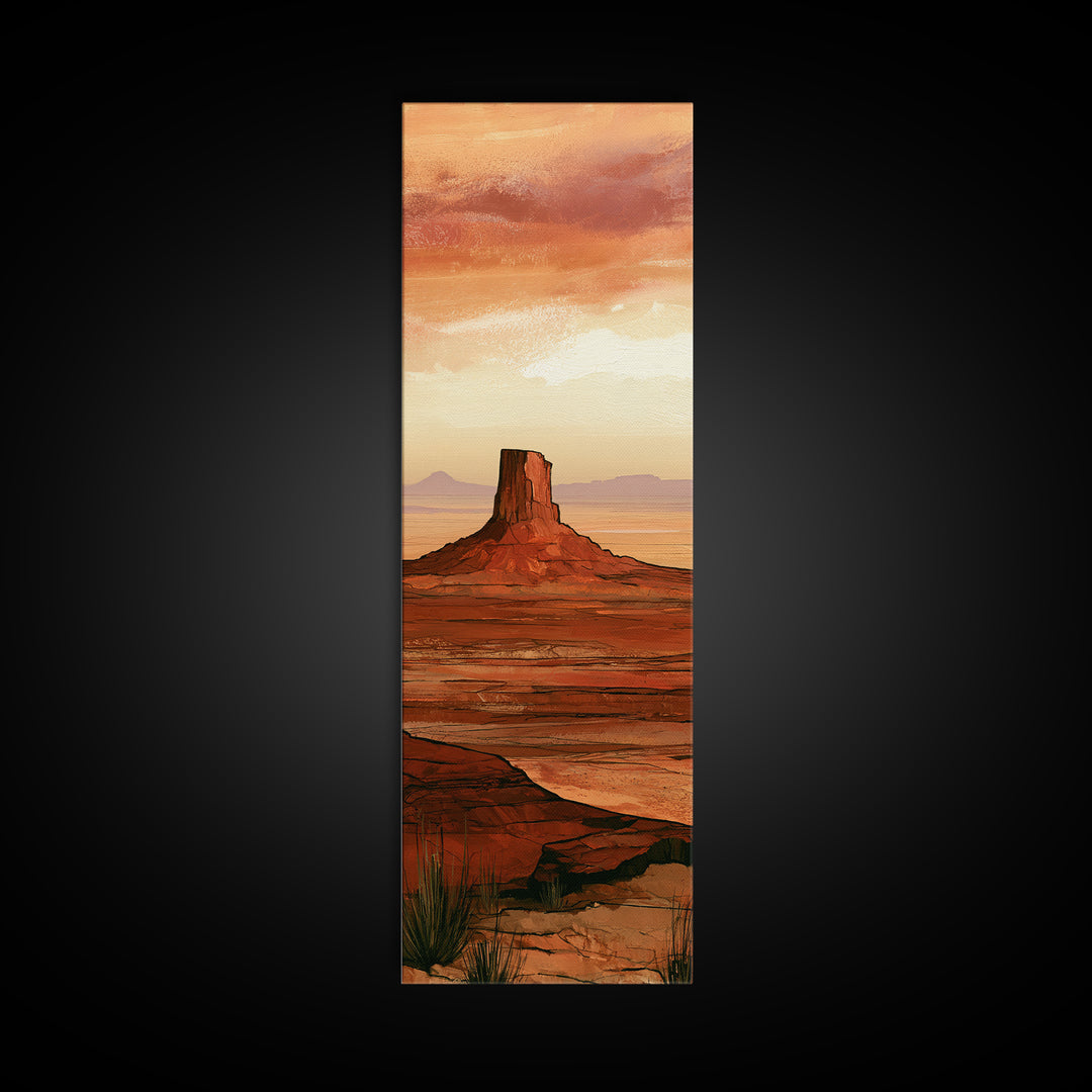Abstract Mesa Landscape Canvas Print, Desert Art, Digital Download Art, Southwestern Decor, Oil Painting, Desert, DES-1x3-39