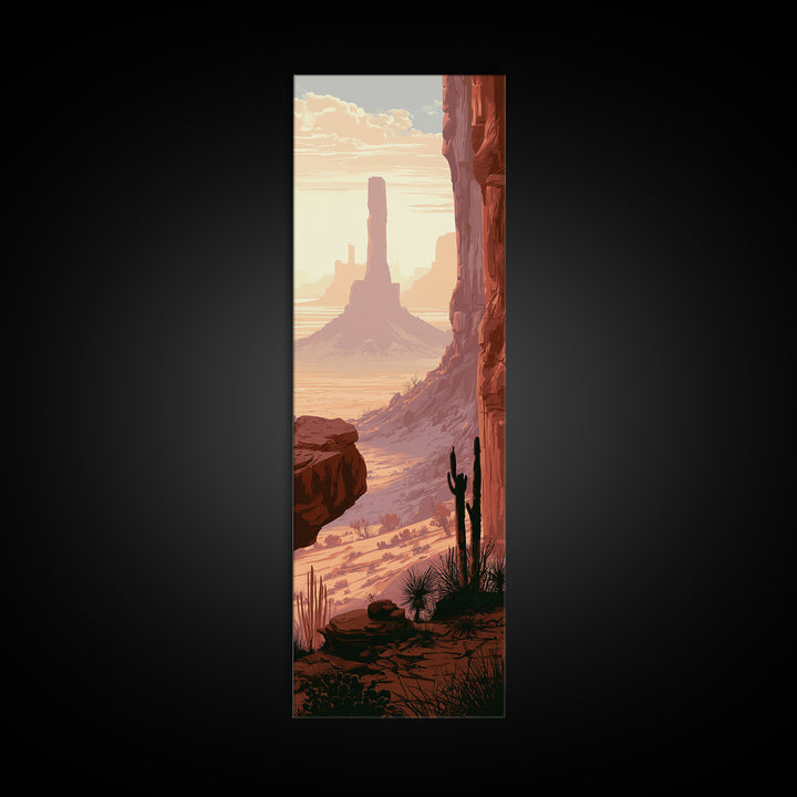 Monument Valley Silhouette Framed Canvas Print, Desert Art, Original Painting, Southwestern Decor, Desert, Bedroom Wall Art, DES-1x3-45