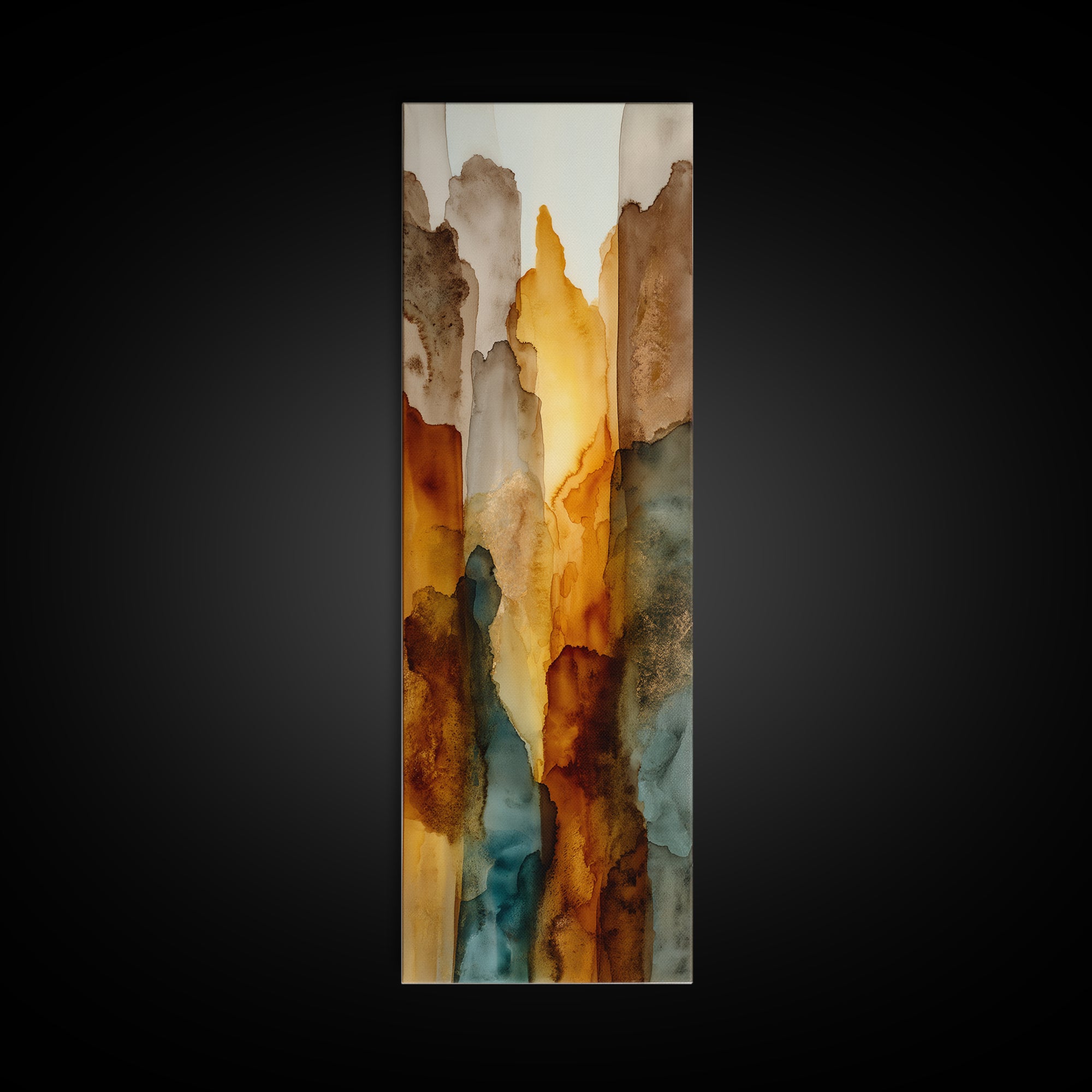 Saguaro Cactus under Orange Sunset Sky Framed Canvas Print, Desert Art, Original Art, Southwestern Decor, Fine Art, Desert, DES-1x3-61