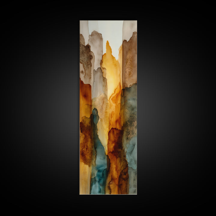Saguaro Cactus under Orange Sunset Sky Framed Canvas Print, Desert Art, Original Art, Southwestern Decor, Fine Art, Desert, DES-1x3-61