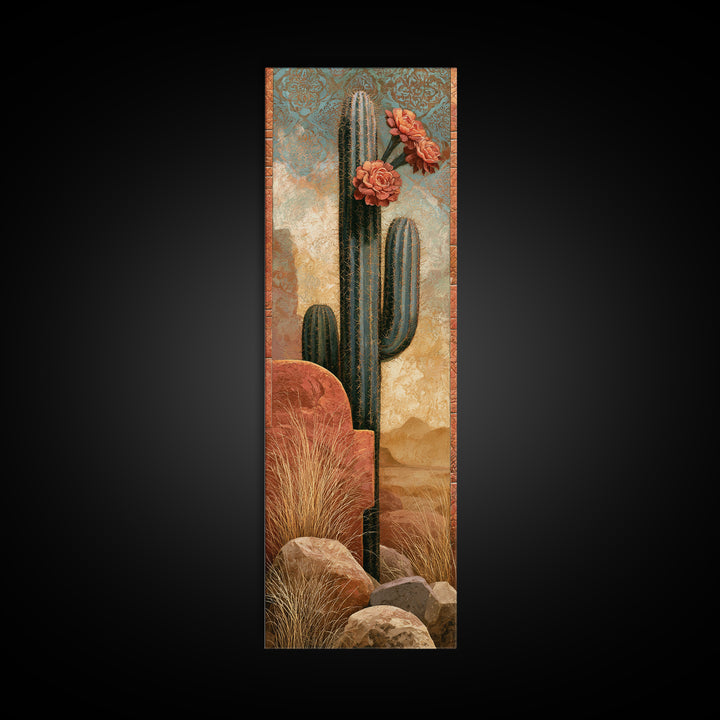 Cactus Botanical Plate Canvas Print, Desert Art, Digital Download Art, Southwestern Decor, Watercolor Art, Desert, DES-1x3-68