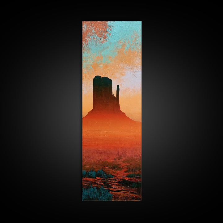 Monument Valley Silhouette Framed Canvas Print, Desert Art, Original Painting, Southwestern Decor, Desert, Bedroom Wall Art, DES-1x3-69