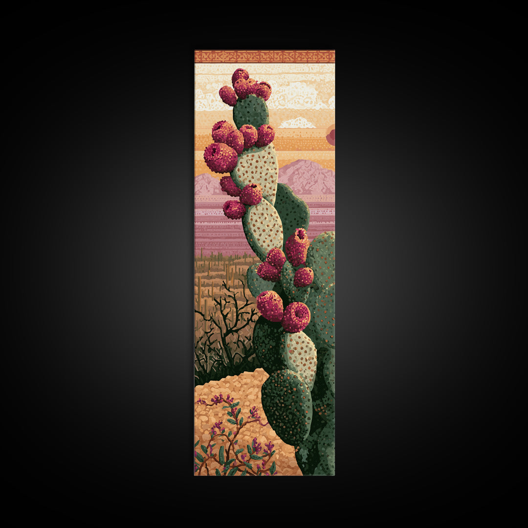 Prickly Pear Cactus Canvas Print, Desert Art, Western Decor, Southwestern Decor, Fine Art, Desert, Modern Decor, Fine Art Print, DES-1x3-7