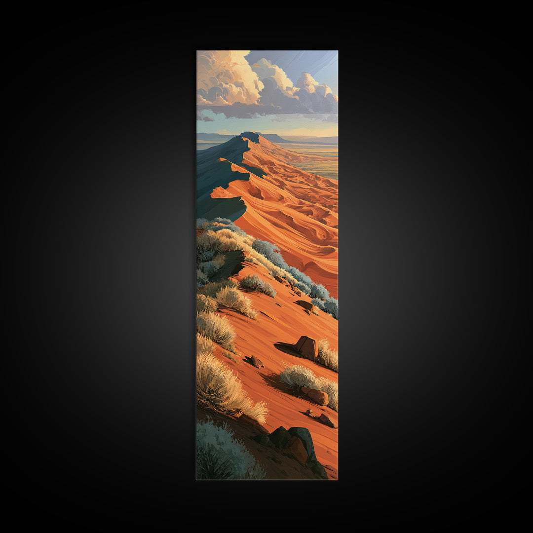 Wind Carved Dune Patterns from Above Framed Canvas Print, Desert Art, Gallery Decor, Southwestern Decor, Oil Painting, Desert, DES-1x3-80