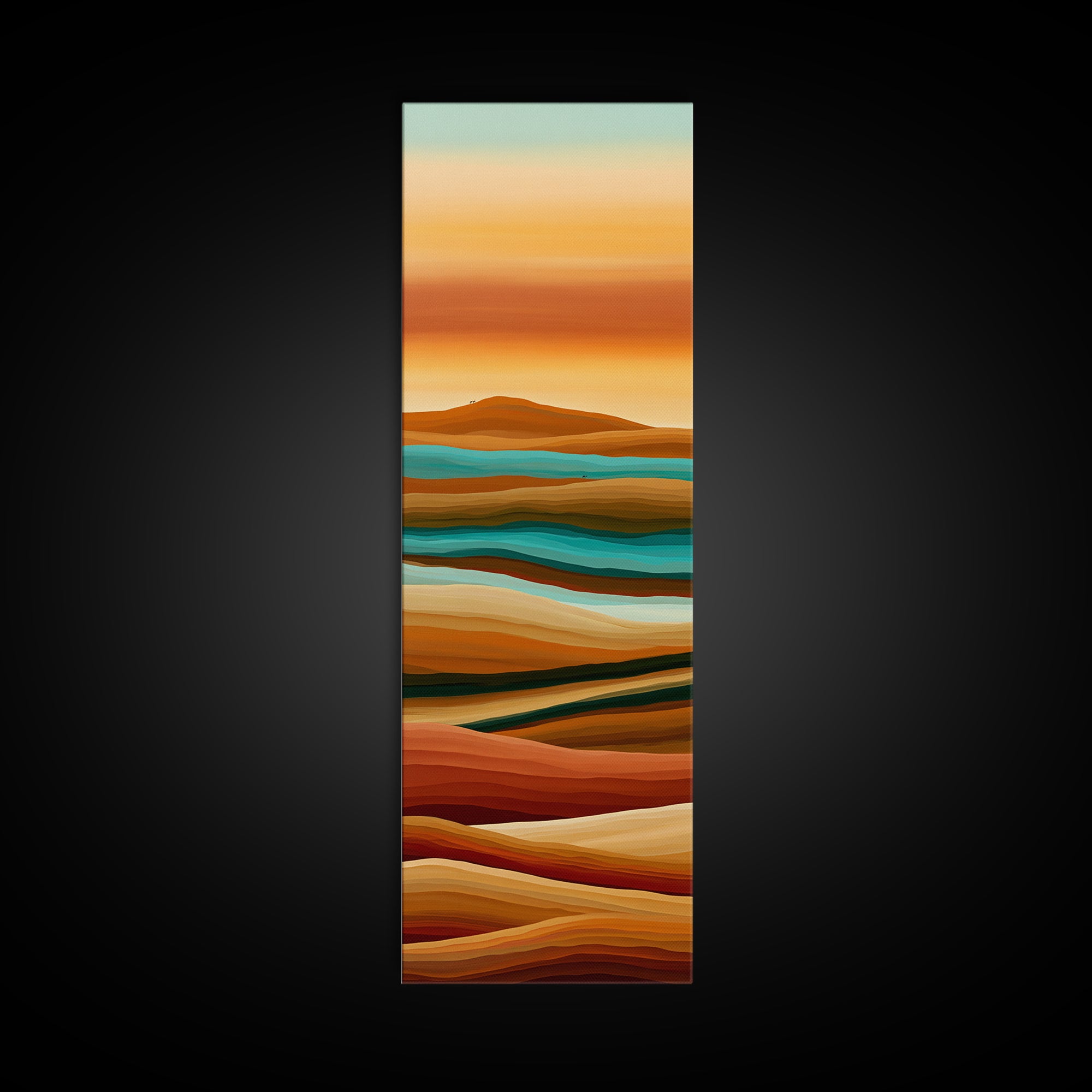Camel Caravan Crossing Golden Dunes Framed Canvas Print, Desert Art, Digital Prints, Southwestern Decor, Fine Art, Desert, DES-1x3-91
