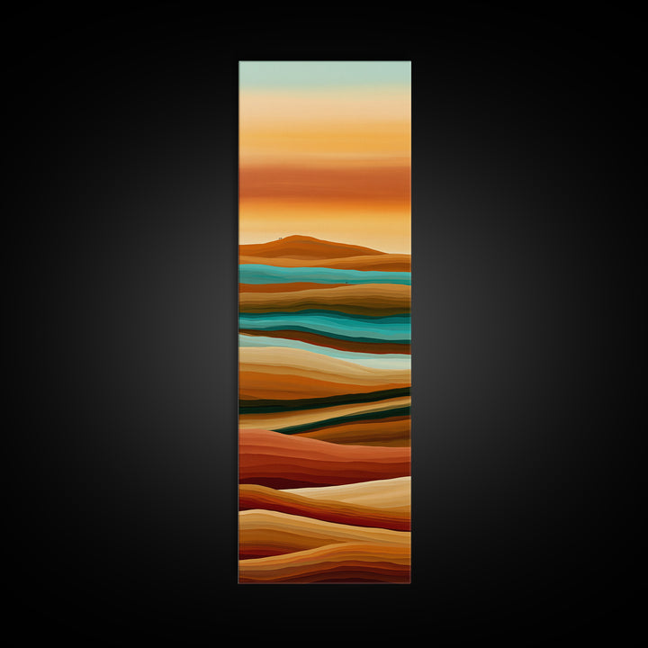 Camel Caravan Crossing Golden Dunes Framed Canvas Print, Desert Art, Digital Prints, Southwestern Decor, Fine Art, Desert, DES-1x3-91