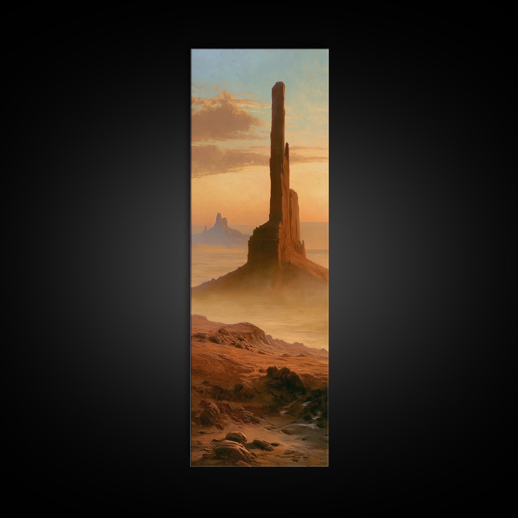 Monument Valley Silhouette Canvas Print, Desert Art, Printable Art, Southwestern Decor, Watercolor Art, Desert, DES-1x3-93