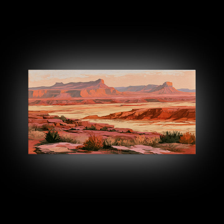 Abstract Mesa Landscape Framed Canvas Print, Desert Art, Original Art, Southwestern Decor, Fine Art, Desert, Landscape Wall Art, DES-2x1-23