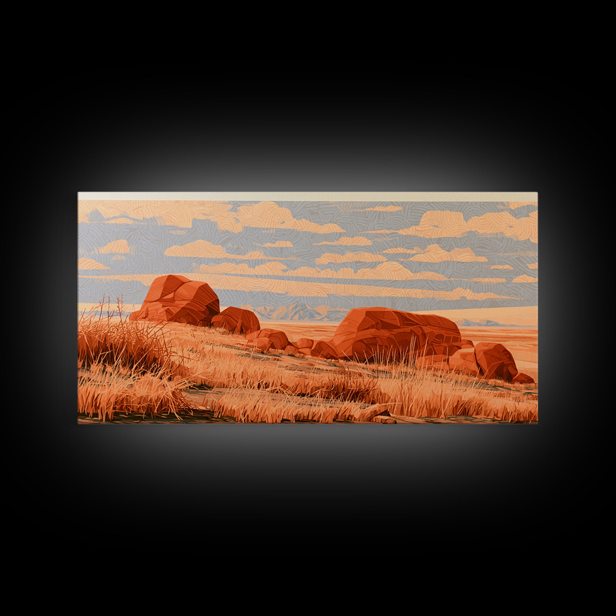 Terracotta and Cream Geometric Landscape Canvas Print, Desert Art, Print, Southwestern Decor, Desert, Watercolor Painting, DES-2x1-62