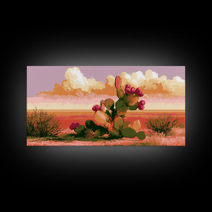 Prickly Pear Cactus Canvas Print, Desert Art, Bedroom Wall Art, Southwestern Decor, Fine Art, Desert, Fine Art Print, DES-2x1-63