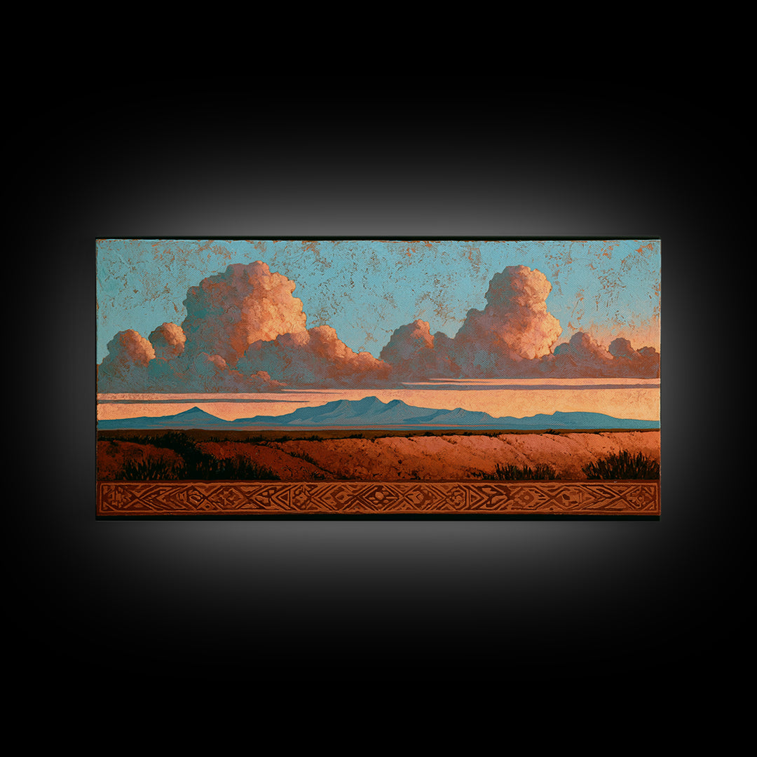 Ancient Desert Petroglyph Design Framed Canvas Print, Desert Art, Modern Wall Art, Southwestern Decor, Fine Art, Desert, DES-2x1-65