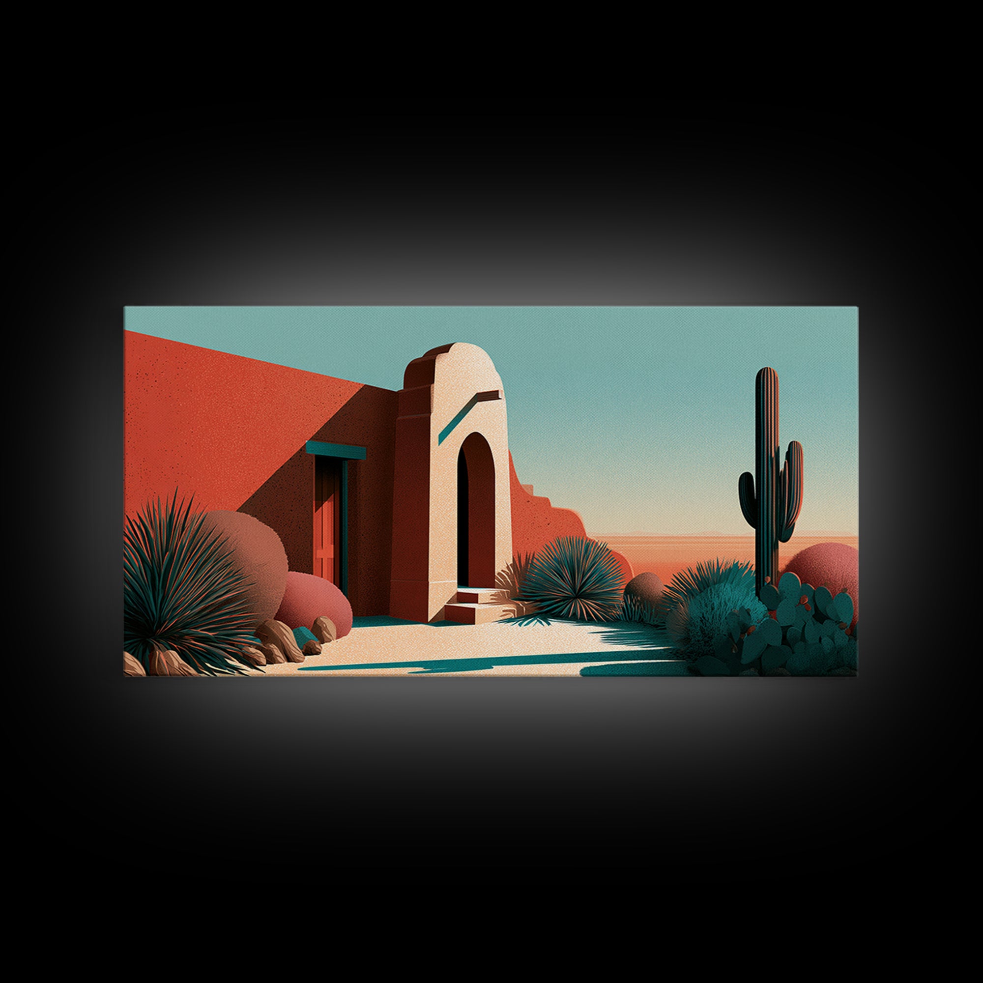 Adobe Doorway with Turquoise Shadow Canvas Print, Desert Art, Western Decor, Southwestern Decor, Fine Art, Desert, Modern Decor, DES-2x1-73