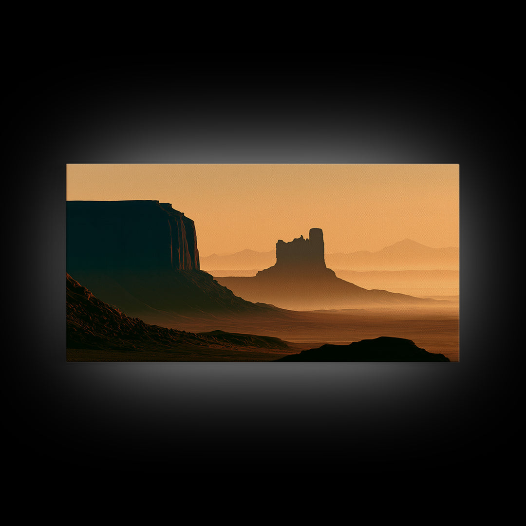Monument Valley Silhouette Canvas Print, Desert Art, Bedroom Wall Art, Southwestern Decor, Fine Art, Desert, Fine Art Print, DES-2x1-77