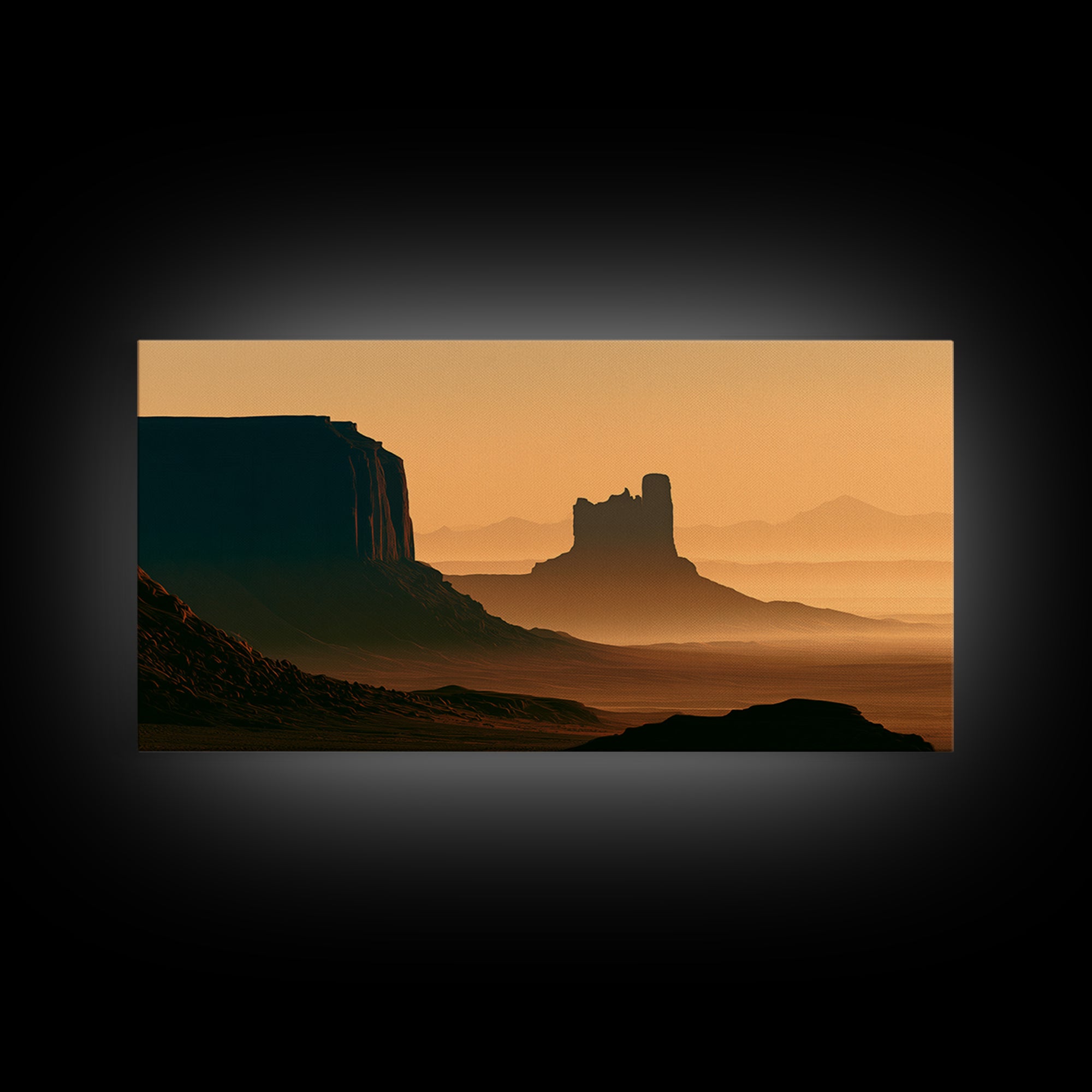 Monument Valley Silhouette Canvas Print, Desert Art, Bedroom Wall Art, Southwestern Decor, Fine Art, Desert, Fine Art Print, DES-2x1-77