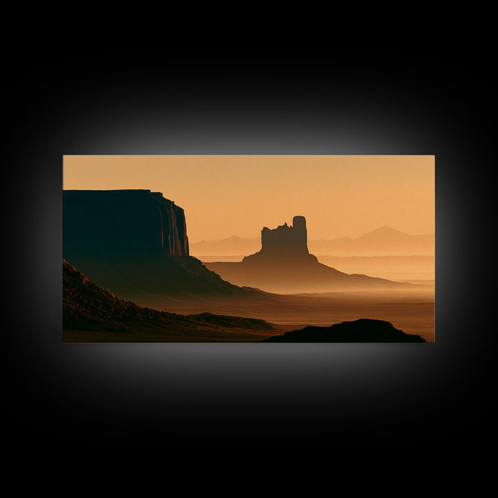 Monument Valley Silhouette Canvas Print, Desert Art, Bedroom Wall Art, Southwestern Decor, Fine Art, Desert, Fine Art Print, DES-2x1-77