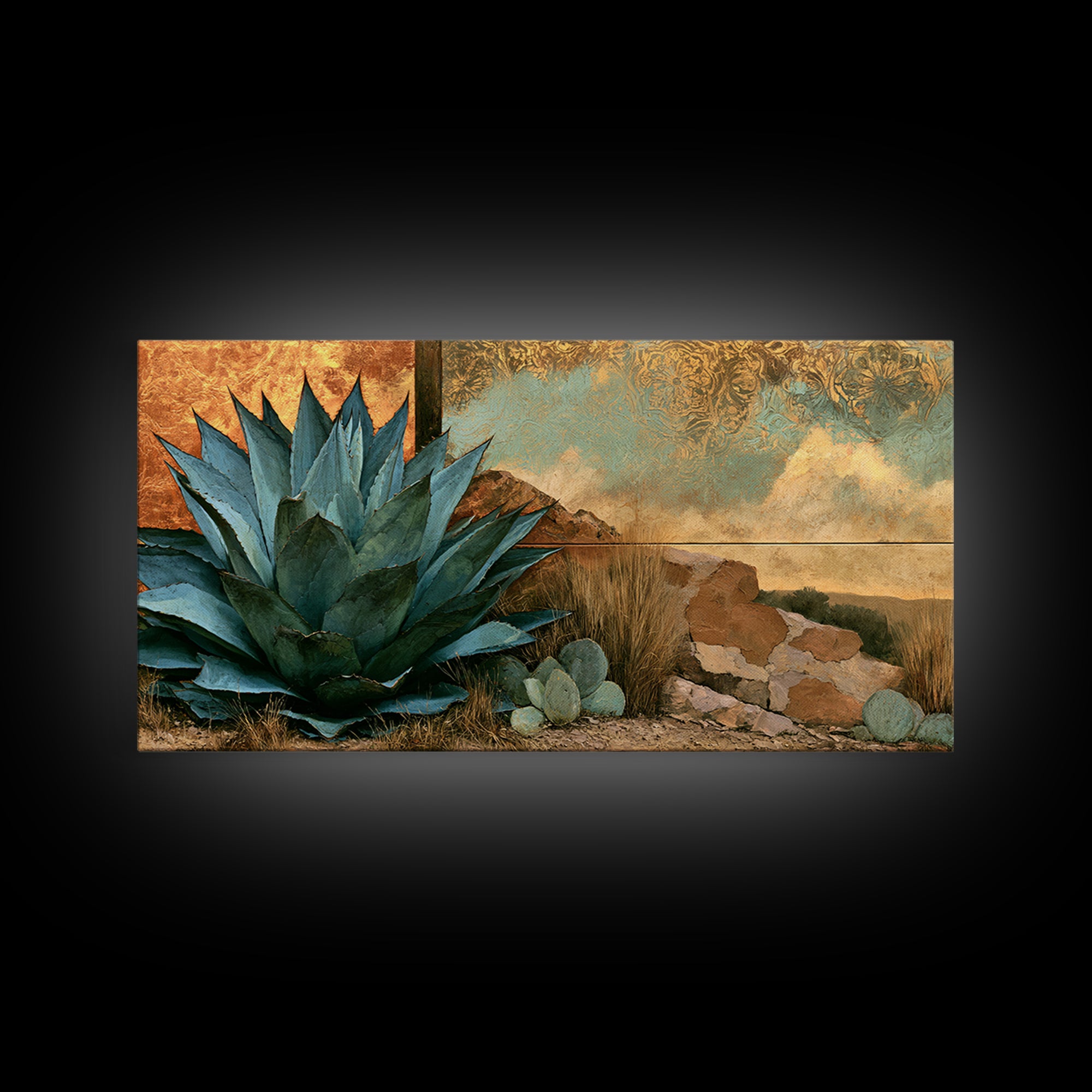 Agave Plant Closeup Framed Canvas Print, Desert Art, Abstract Wall Art, Southwestern Decor, Desert, Digital Download Art, DES-2x1-92