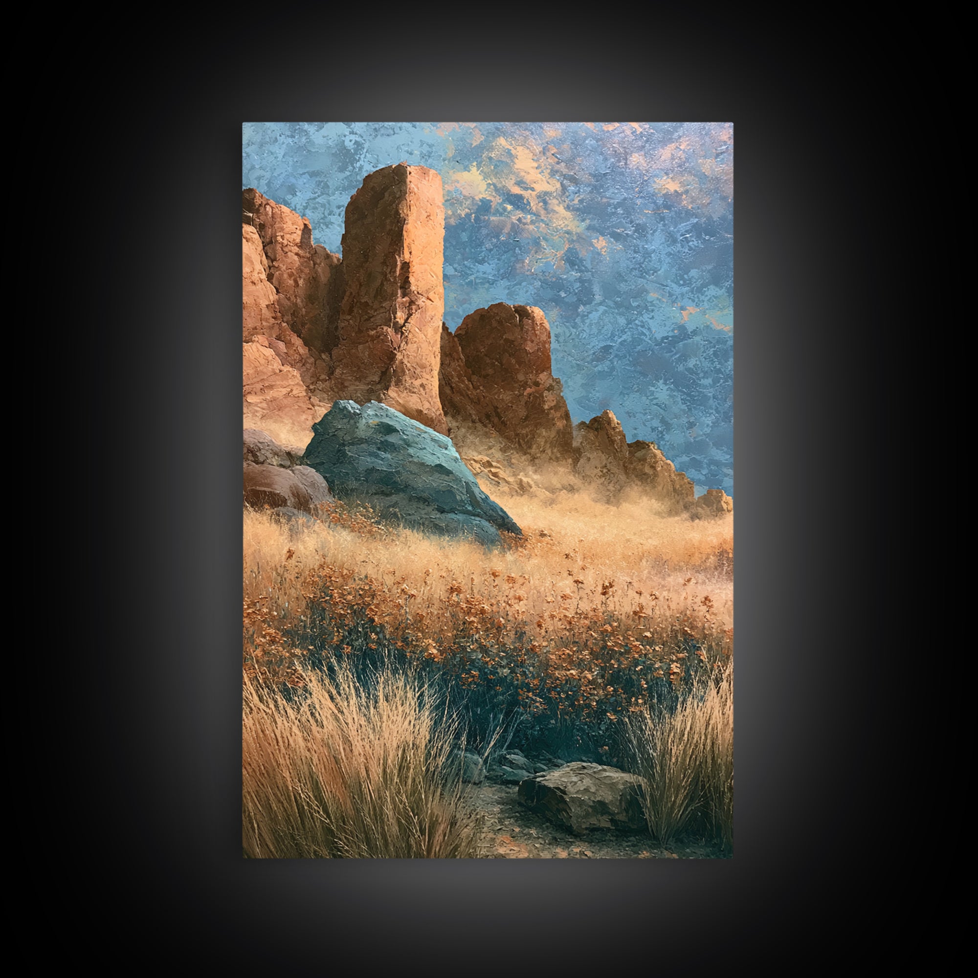 Desert Wildflowers After Spring Rain Framed Canvas Print, Desert Art, Abstract Wall Art, Southwestern Decor, Fine Art, Desert, DES-2x3-12