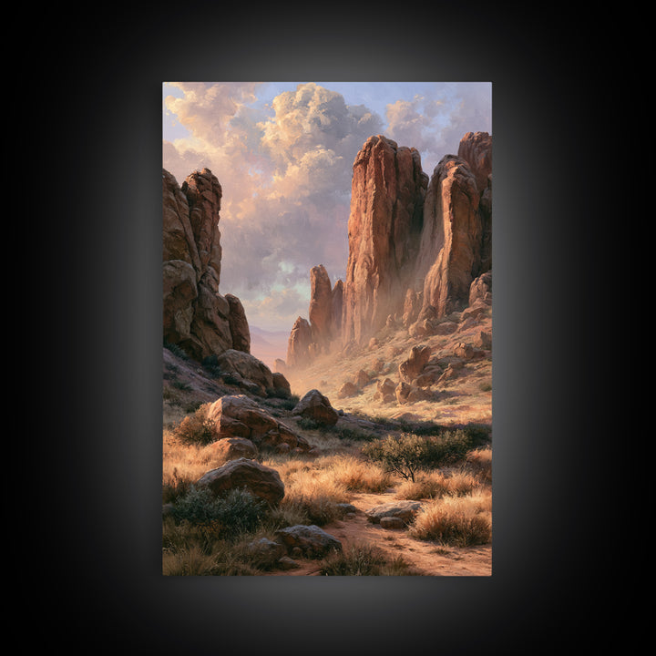 Sandstone Canyon with Dramatic Light Beam Framed Canvas Print, Desert Art, Contemporary Art, Southwestern Decor, Desert, DES-2x3-24