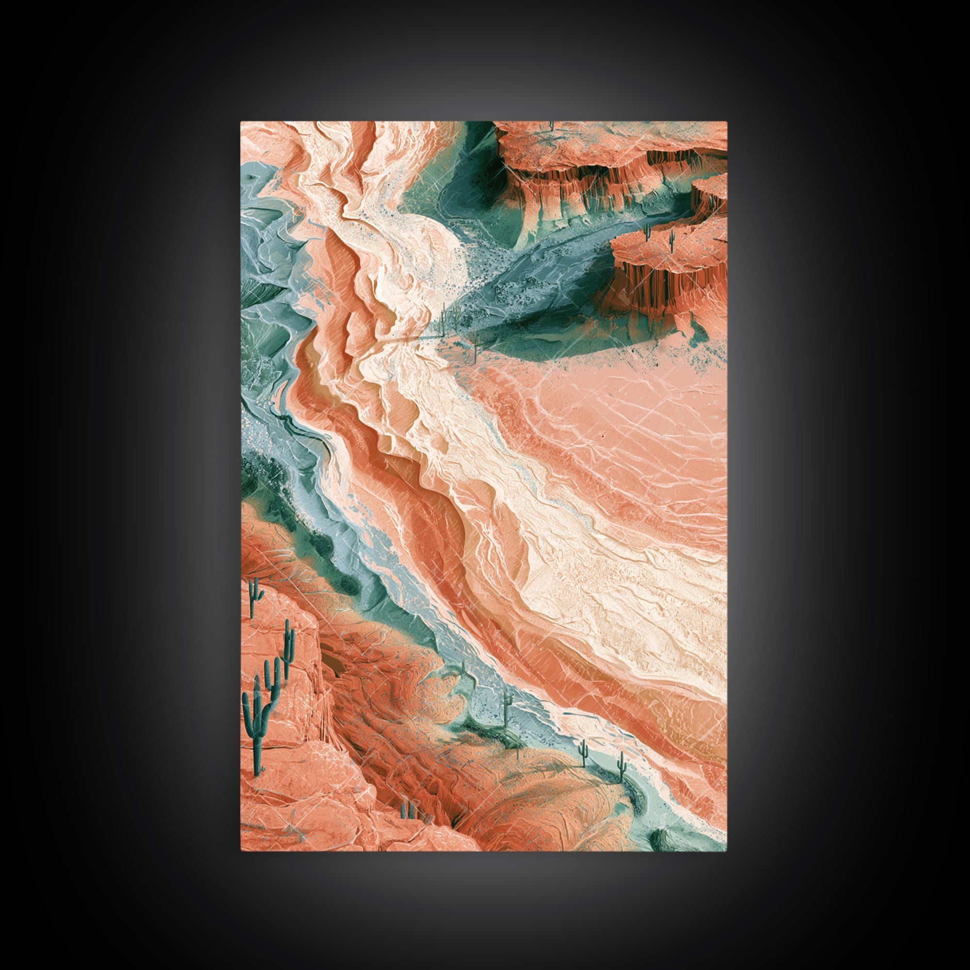 Wind Carved Dune Patterns from Above Framed Canvas Print, Desert Art, Original Painting, Southwestern Decor, Fine Art, Desert, DES-2x3-4