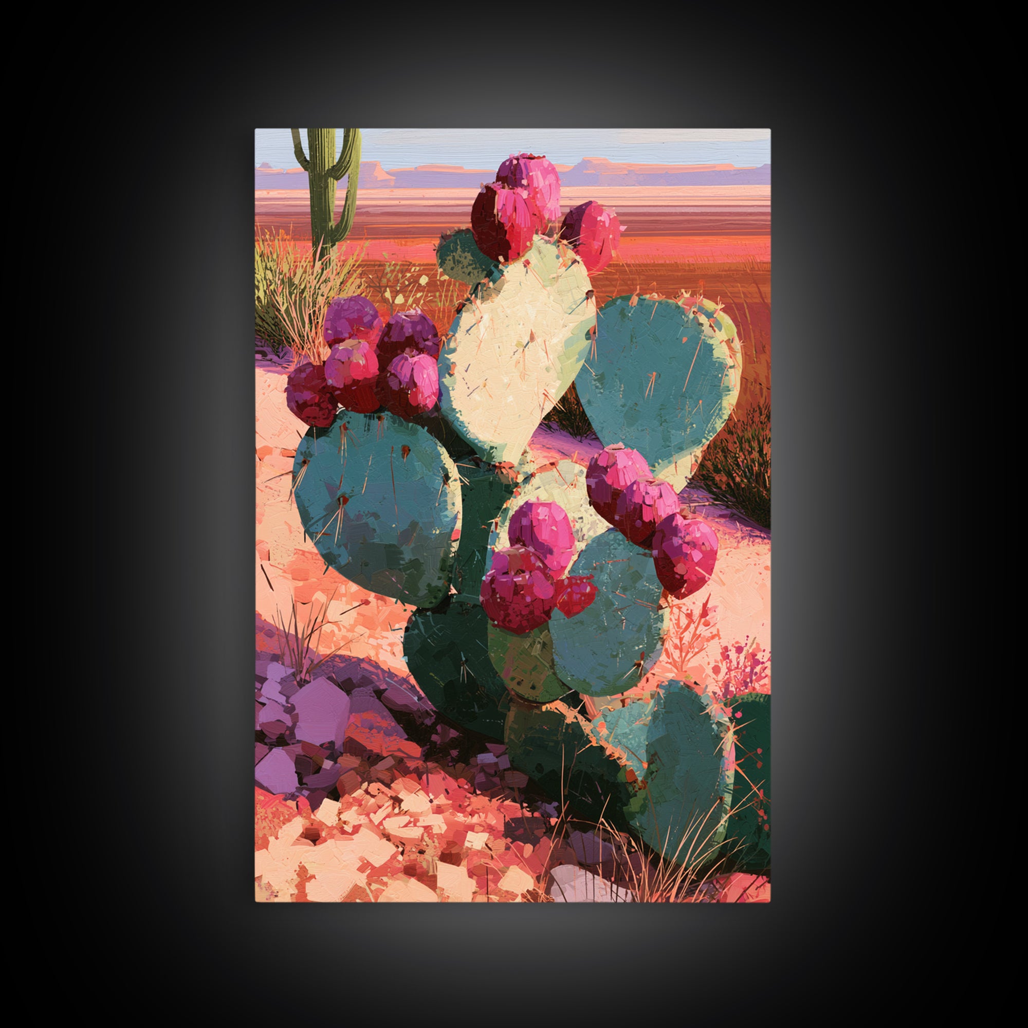 Prickly Pear Cactus Framed Canvas Print, Desert Art, Modern Wall Art, Southwestern Decor, Fine Art, Desert, Gallery Decor, DES-2x3-51