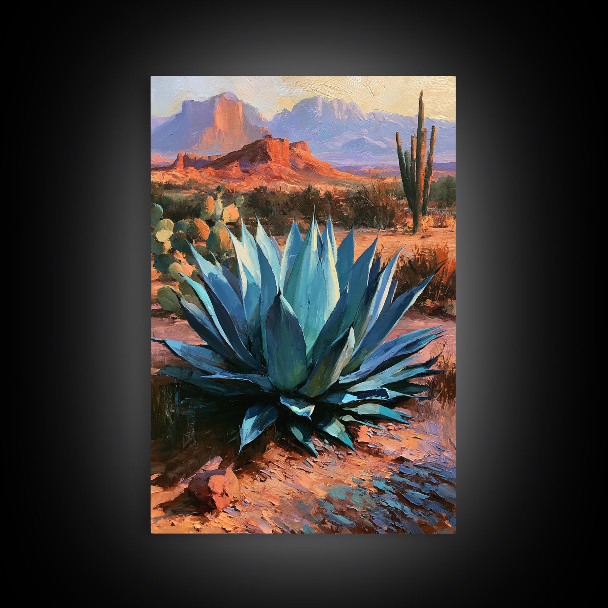 Agave Plant Closeup Framed Canvas Print, Desert Art, Wall Art Prints, Southwestern Decor, Fine Art, Desert, Boho Decor, DES-2x3-56