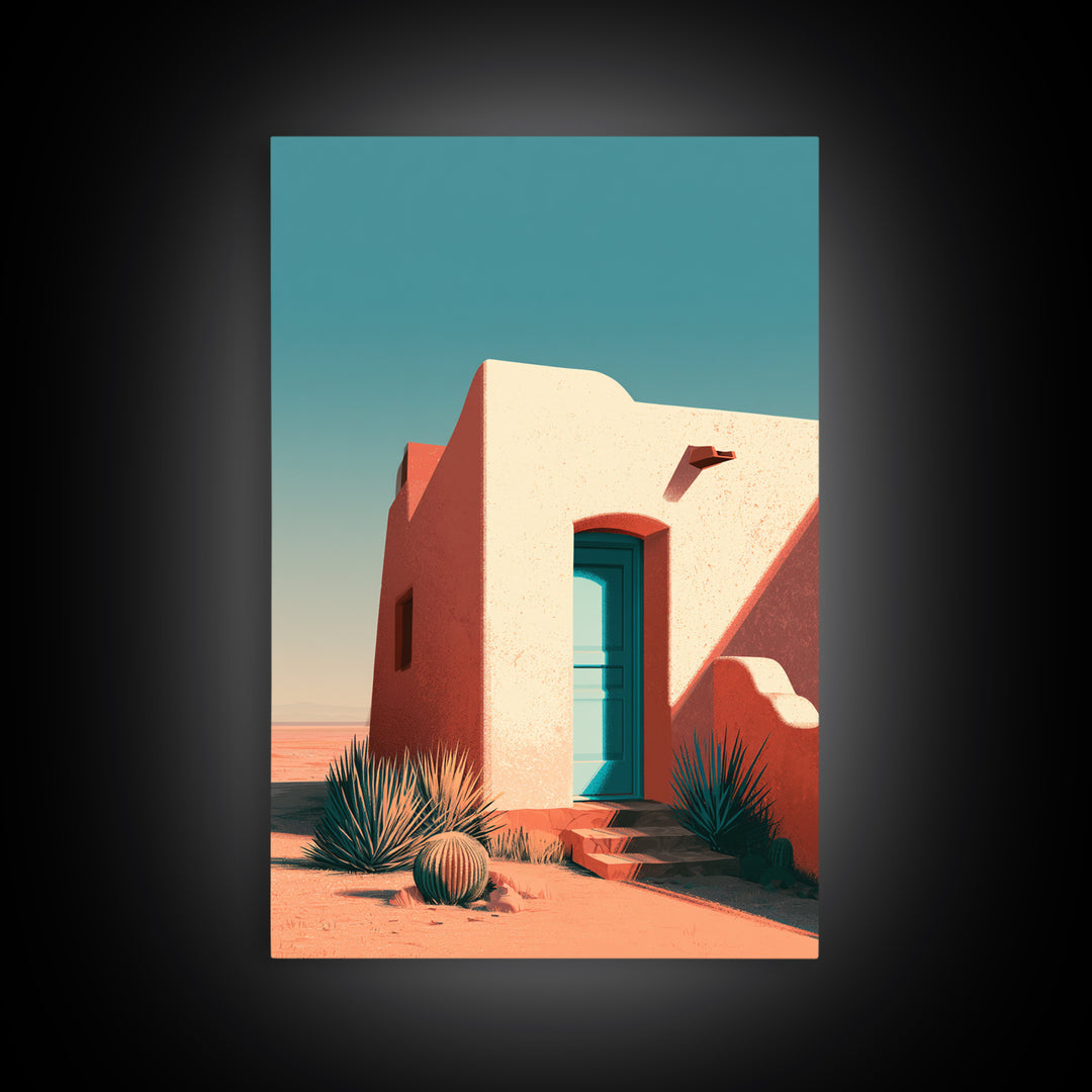 Adobe Doorway with Turquoise Shadow Canvas Print, Desert Art, Landscape Wall Art, Southwestern Decor, Fine Art, Desert, DES-2x3-61