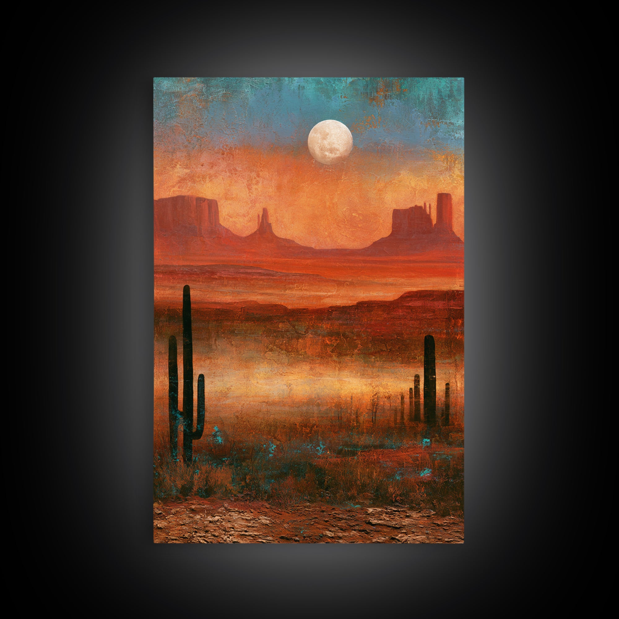 Desert Moon over Rolling Sand Canvas Print, Desert Art, Apartment Decor, Southwestern Decor, Fine Art, Desert, Landscape Art, DES-2x3-66