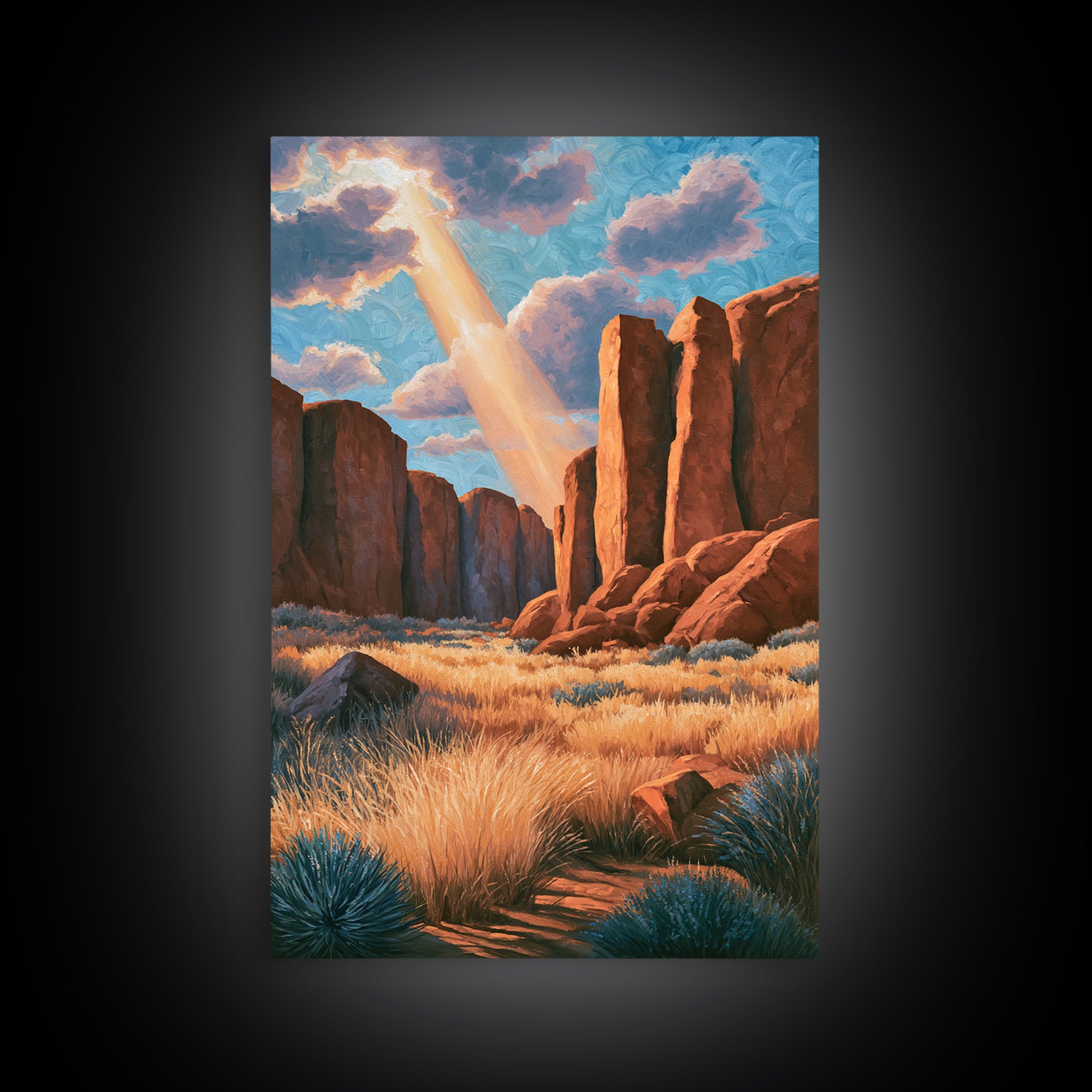 Sandstone Canyon with Dramatic Light Beam Canvas Print, Desert Art, Boho Wall Art, Southwestern Decor, Fine Art, Desert, DES-2x3-72