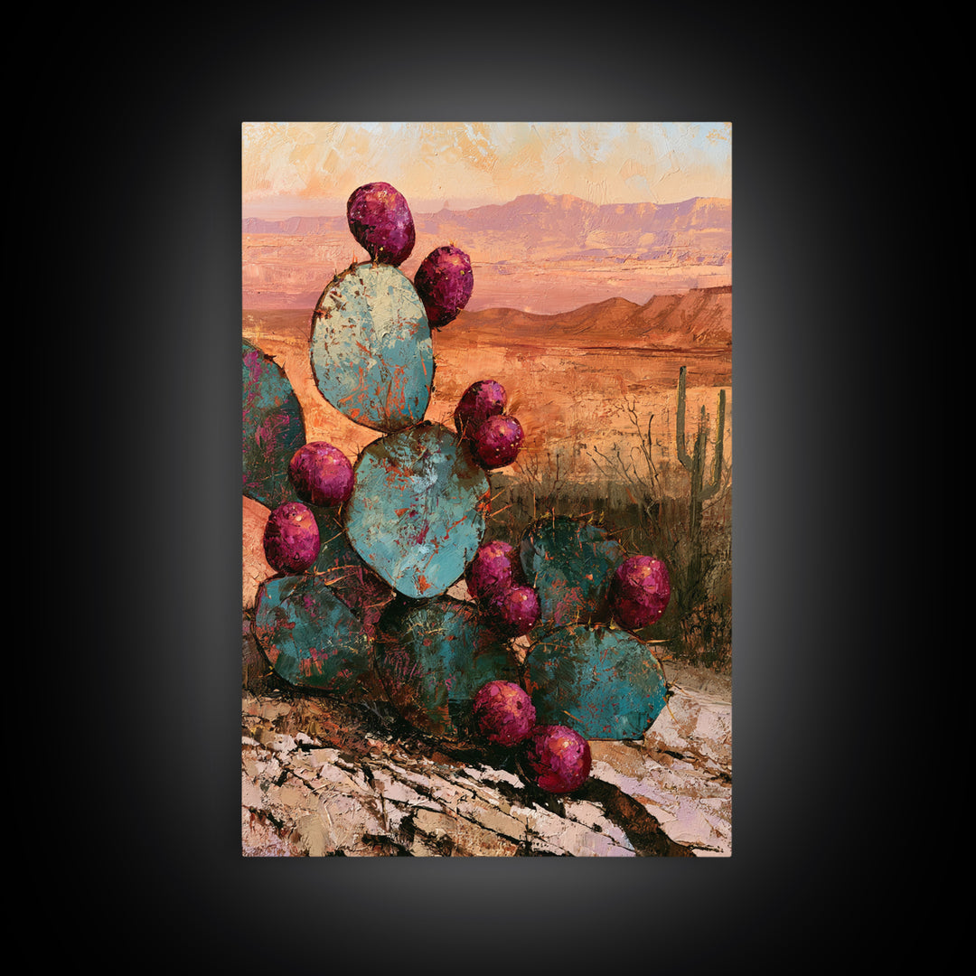 Prickly Pear Cactus Framed Canvas Print, Desert Art, Nature Wall Art, Southwestern Decor, Fine Art, Desert, Home Decor, DES-2x3-75