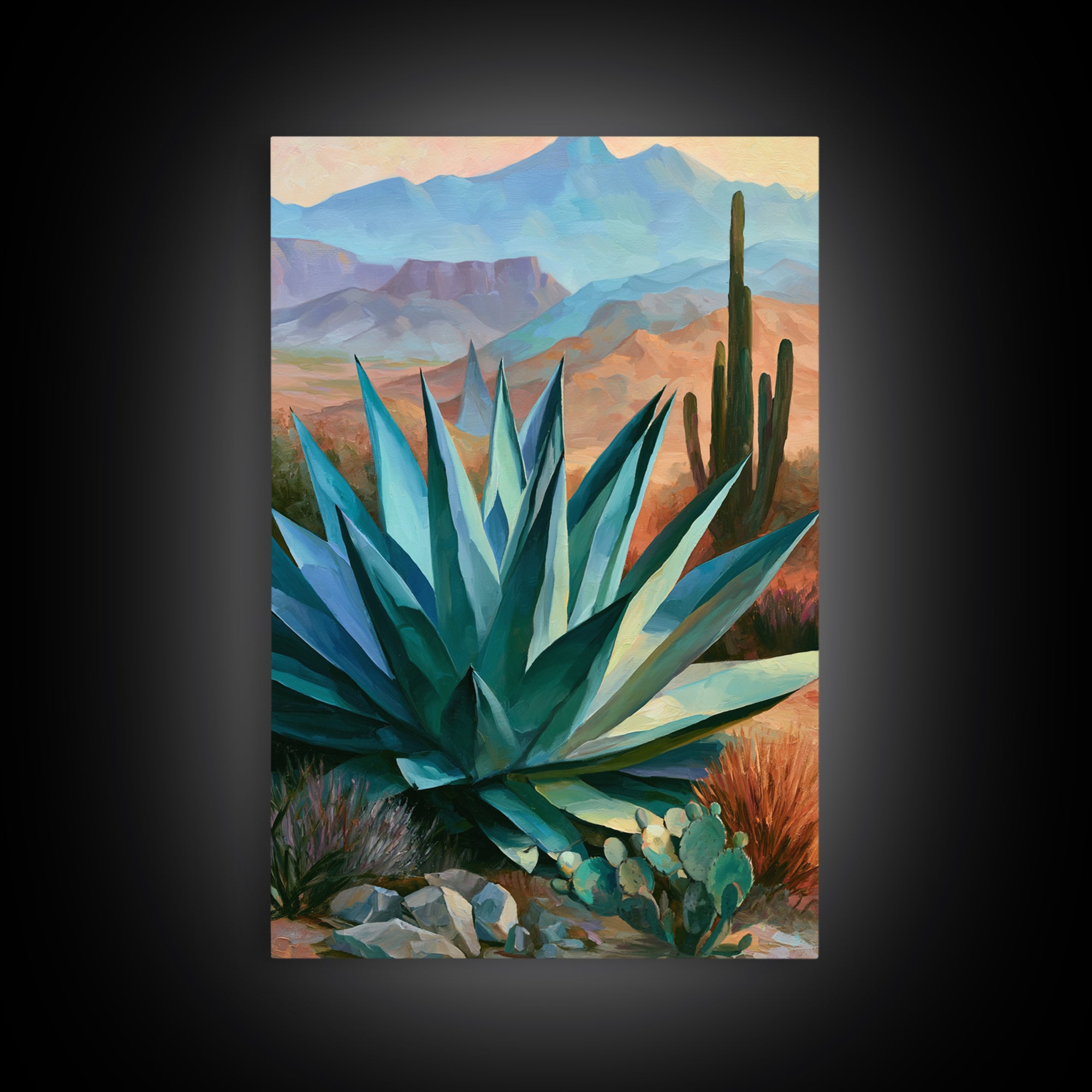 Agave Plant Closeup Framed Canvas Print, Desert Art, Art Print, Southwestern Decor, Fine Art, Desert, Original Painting, DES-2x3-8