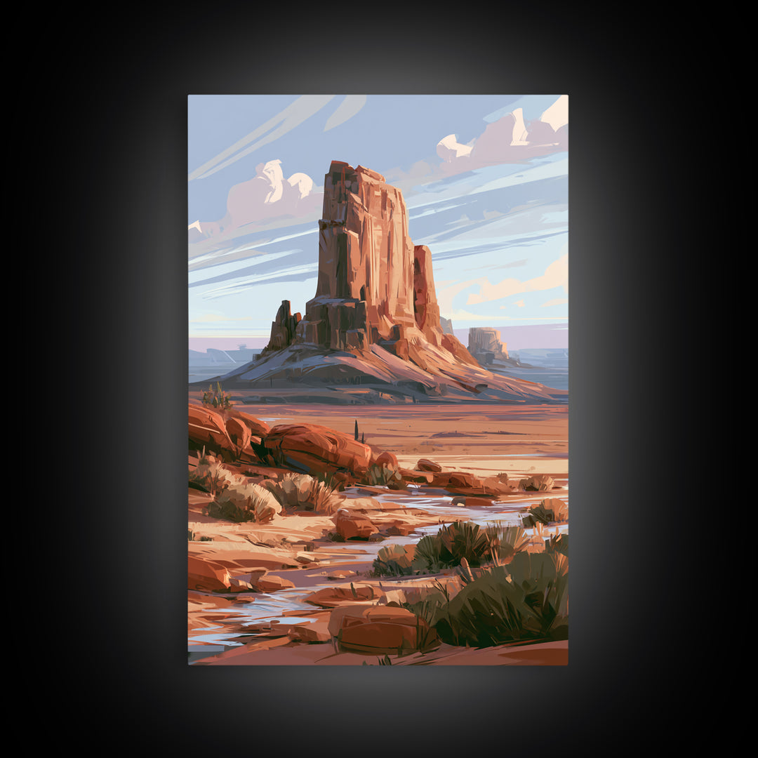 Abstract Mesa Landscape Framed Canvas Print, Desert Art, Art Print, Southwestern Decor, Fine Art, Desert, Original Painting, DES-2x3-83