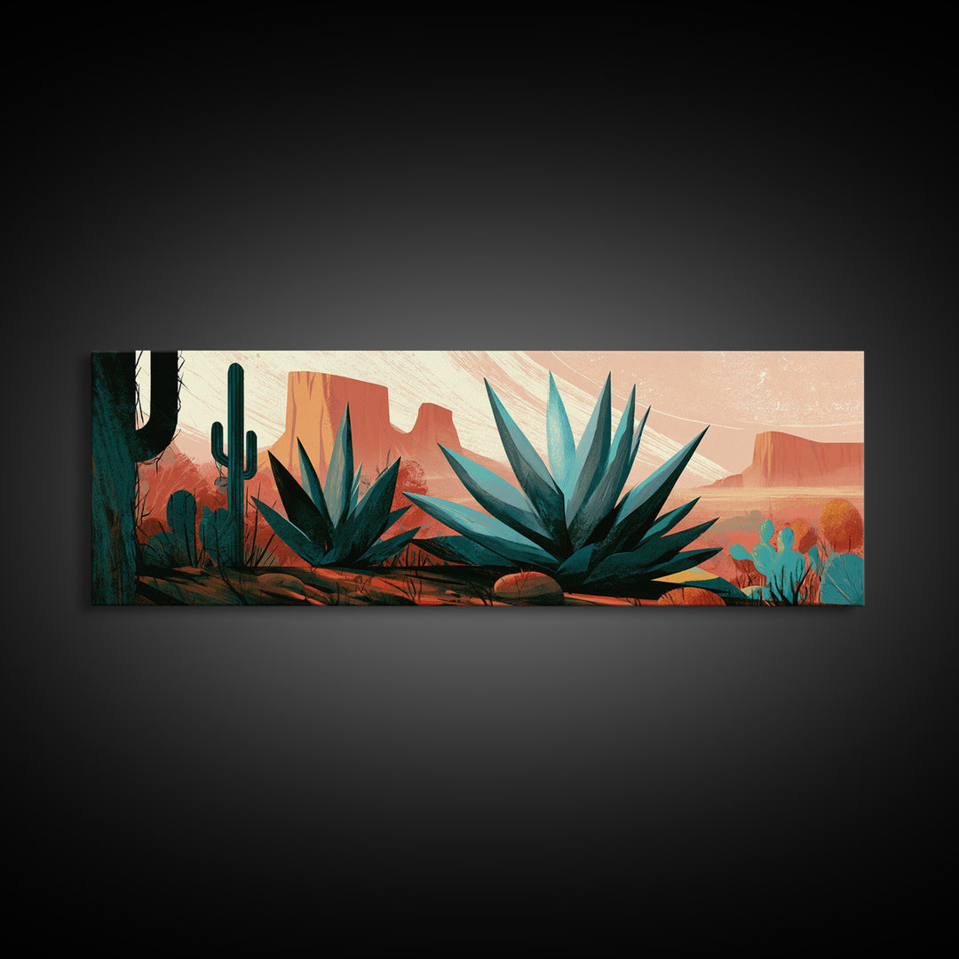 Agave Plant Closeup Canvas Print, Desert Art, Bedroom Wall Art, Southwestern Decor, Watercolor Art, Desert, Fine Art Print, DES-3x1-16