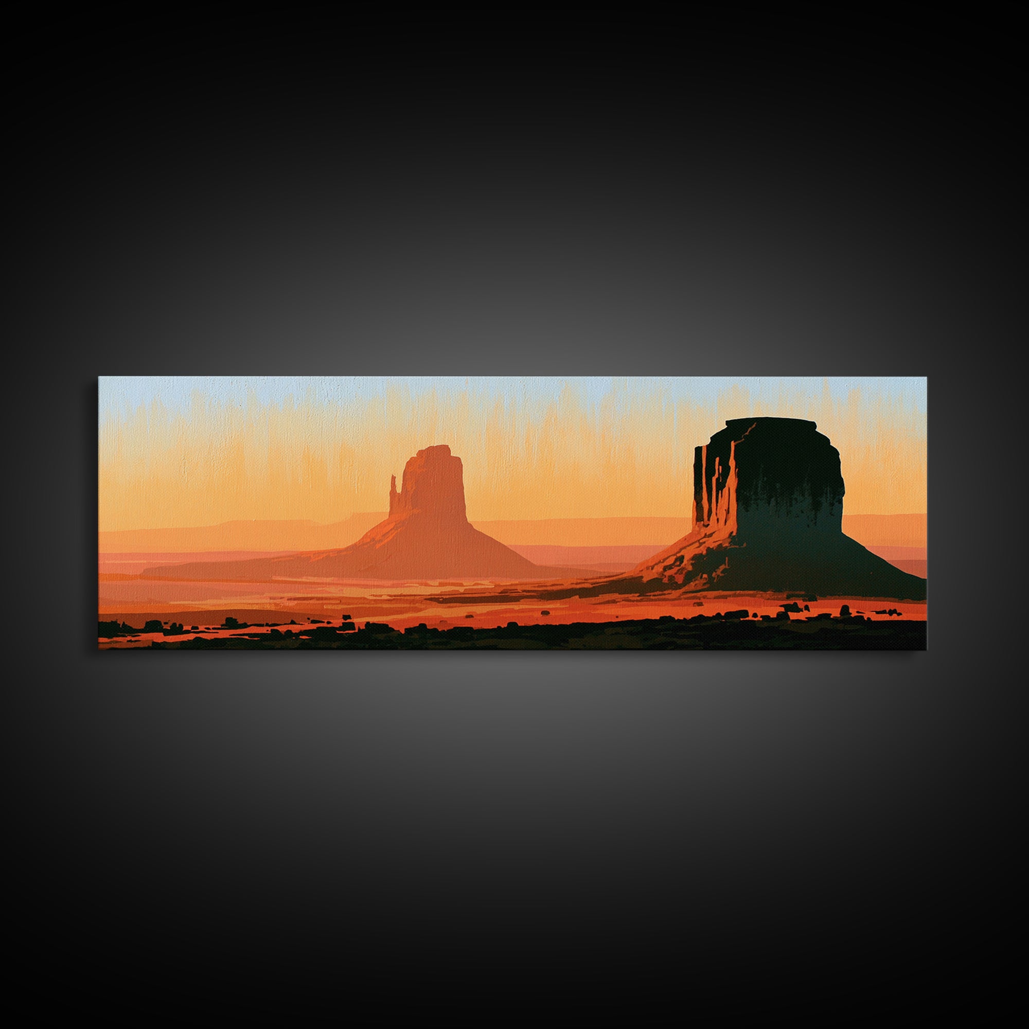 Monument Valley Silhouette Canvas Print, Desert Art, Modern Decor, Southwestern Decor, Desert, Room Decor, Digital Prints, DES-3x1-25