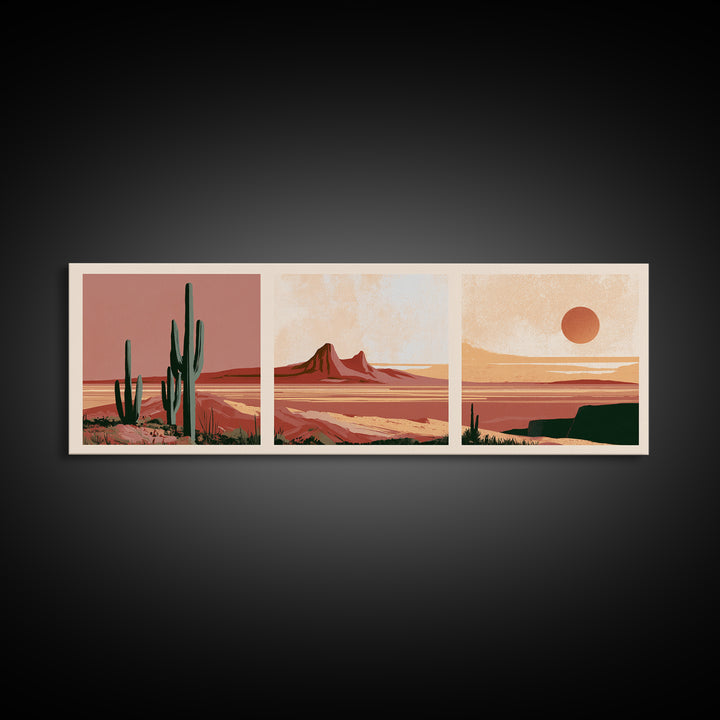 Abstract Heatwave Horizon Canvas Print, Desert Art, Digital Download Art, Southwestern Decor, Desert, Minimalist Decor, DES-3x1-29